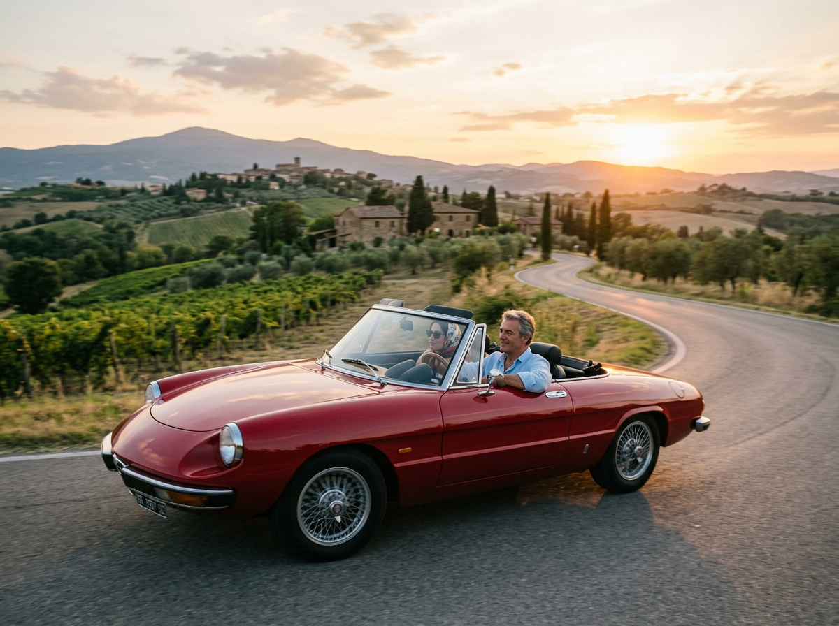 Red Alfa Romeo Spider convertible