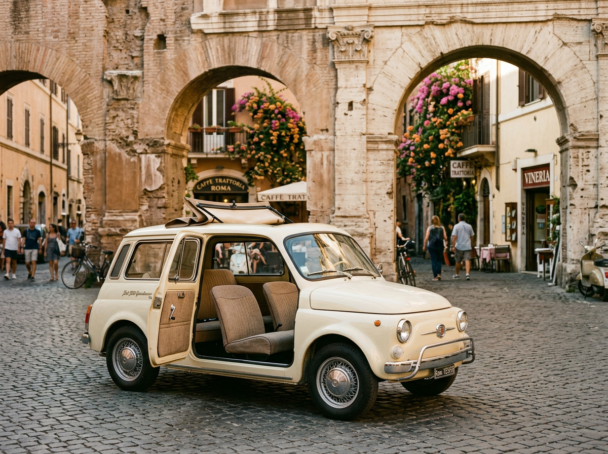 Fiat 500 Giardiniera in cream color