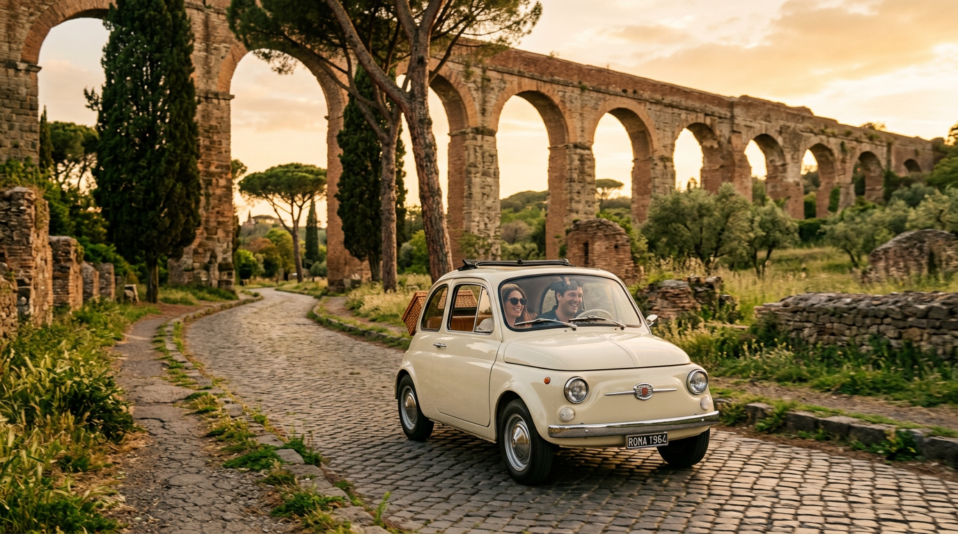 Topolino tour vintage Fiat 500 driving